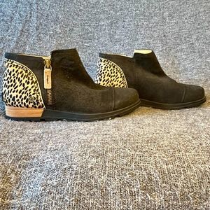 Sorel Major Low NL2211-010 Womens 8.5 Shoes Black Leopard Low Ankle Boot